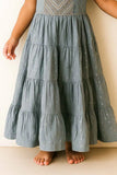 Grey Sleeveless Ethnic Gown With Embroidered Yoke For Girls