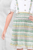 Multicolour Ajrakh Printed Dungaree Set With White Shirt For Girls