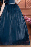 Deep Blue Colored Royal Ballroom Gown For Girls