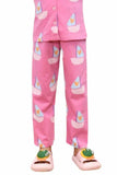 Soft & Stylish Pink Boat Printed Night Suit Set for Girls