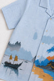 Sky Blue Scenic Landscape Printed Shirt