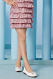 Dusty Pink Layered Party Frock with Matching Shrug For Girls