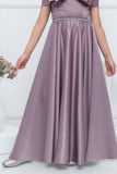 Mauve Embellished Bow Party Gown for Girls For Girls