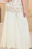 White Embroidered Georgette Palazzo Set For Girls