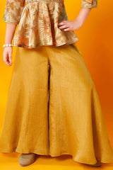 Mustard printed and sequin top with palazzo bottom