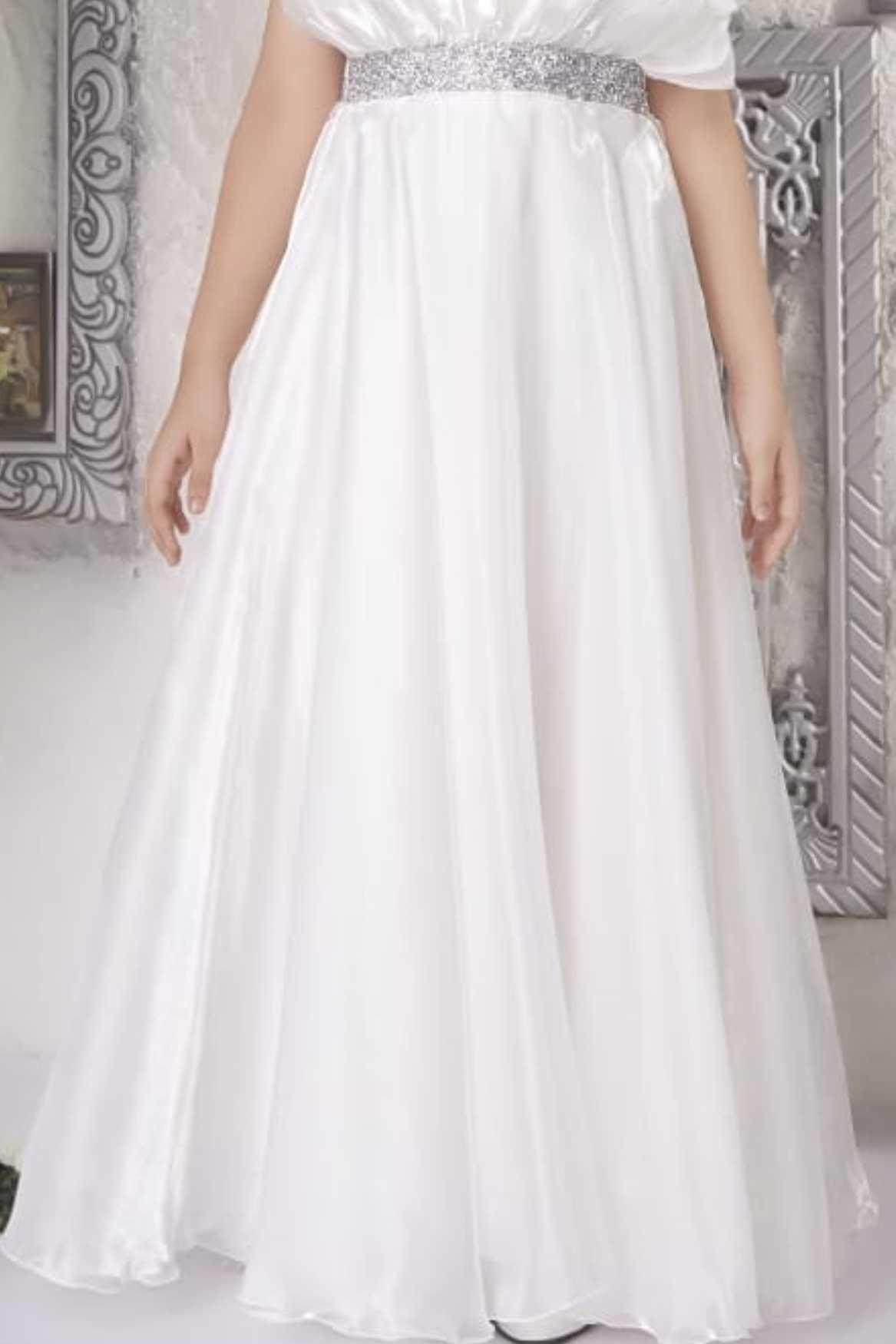 Designer White With Ruffled Satin Gown For Girls – Lagorii Kids