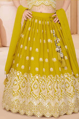 Yellow Embroidered Lehenga Choli Set With Dupatta for Girls