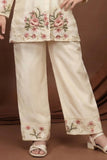 Cream Thread Embroidered Palazzo Set For Girls