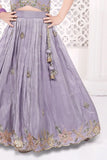 Lilac Embroidered Lehenga Choli For Girls