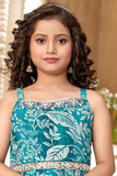 Green Printed And Stone Work Top With Dhoti Bottom Set For Girls