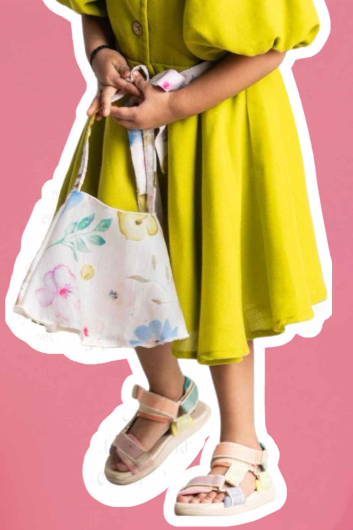 Mustard Green Casual Frock With Embroidered For Girls