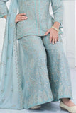 Aqua Blue Embroidered Palazzo Set for Girls