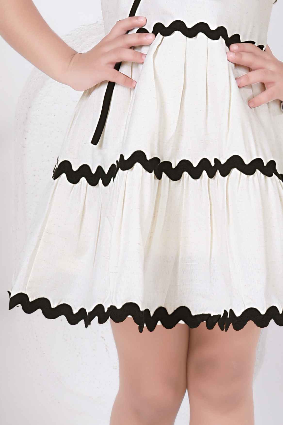 Classic White Frock With Floral Embellishment For Girls