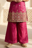 Red Embroidered Palazzo Set For Girls With Zari Detailing