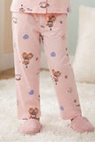 Girls Pink Teddy Print Night Suit Set