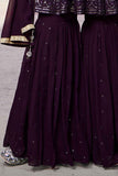 Wine Mirror And Embroidery Sharara Set For Girls
