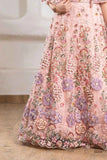 Dreamy Blush Pink 3-Piece Embroidered Lehenga Set with Cape For Girls