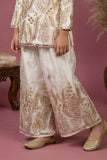 Cream Heavy Embroidered Palazzo Set For Girls