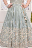Light Grey Heavy Embroidered Lehenga Choli For Girls