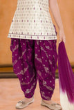 Cream and Wine Patiala Set With Embroidered Kurti And Dupatta For Girls