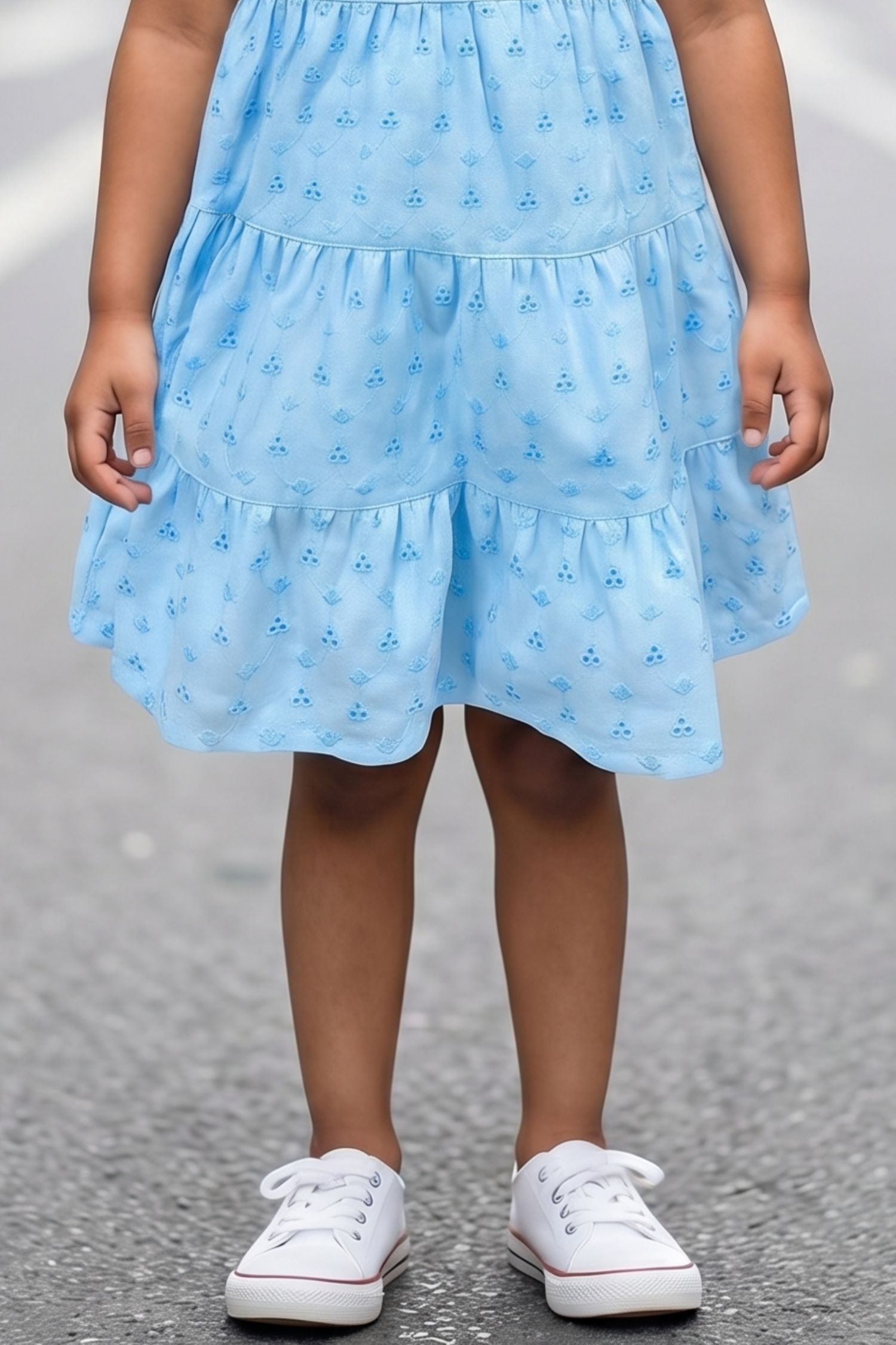 Elegant Blue Hakoba And Embroidered Frock For Girls