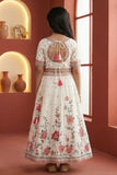 Ivory Floral Embroidered Lehenga Choli Set with Dupatta for Girls