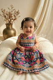 Blue With Multicolor Printed Ethnic Lehenga Choli For Girls