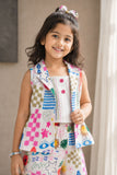 Playful Abstract Printed Waistcoat Top and Shorts Co ord Set