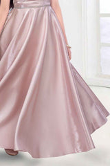 Peach asymmetric full-length gown