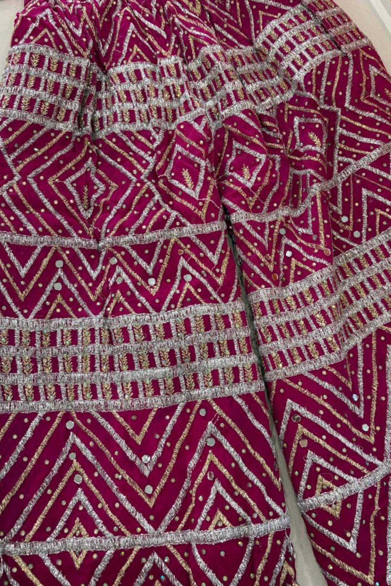 Pink Heavy Embroidered Palazzo Set with Embroidered Jacket For Girls