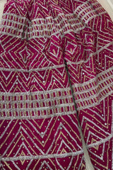 Pink Heavy Embroidered Palazzo Set with Embroidered Jacket For Girls