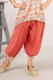 Cream Printed And Sequin Top And Peach Bottom Set For Girls