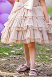 Fawn Bow Embellished Party Wear Frock For Girls