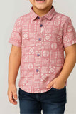 Dusty Pink Printed Shirt with Geometric Motif for Boys