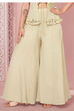 Designer Cream 3-piece Embroidered Palazzo Set for Girls