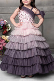 Lavender and pink ombre Multi-Layered gown for Girls