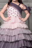 Lavender and pink ombre Multi-Layered gown for Girls