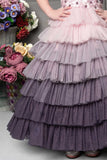 Lavender and pink ombre Multi-Layered gown for Girls