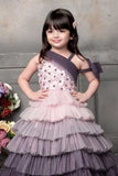 Lavender and pink ombre Multi-Layered gown for Girls