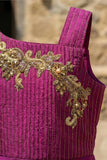 Wine Embroidered Tiered Ethnic Gown For Girls