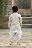Cream Multi-Color Printed Kurta And Dhoti  Set for Boys