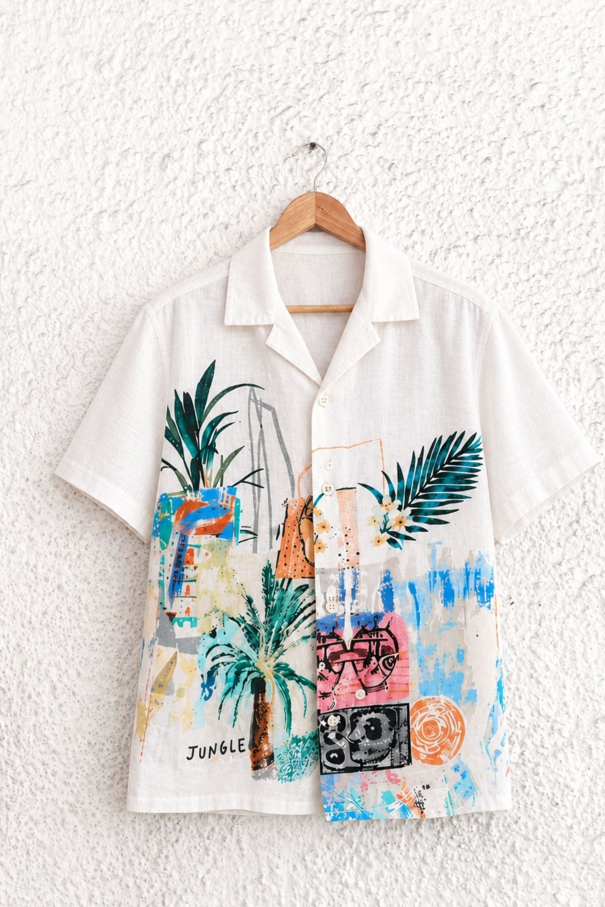 White Tropical Printed Shirt
