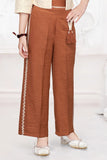 Brown Co-Ord Set with Lace Cropped Jacket For Girls