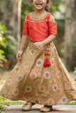 Red Cold-Shoulder Lehenga Choli For Girls