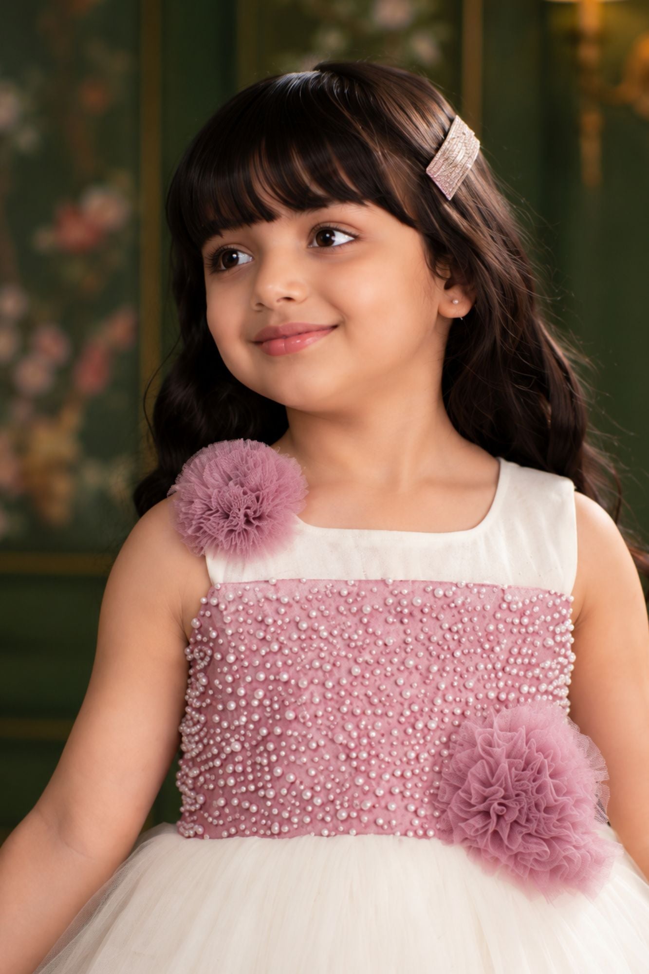 Purple Party Frock with Ruffle For Girls