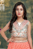 Coral & White Printed Lehenga Choli Set