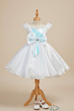 White Embellished Party Wear Frock with Structured Shoulder Straps For Girls