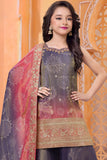 Girls Lavender Ombre Kurti Palazzo Set With Dupatta