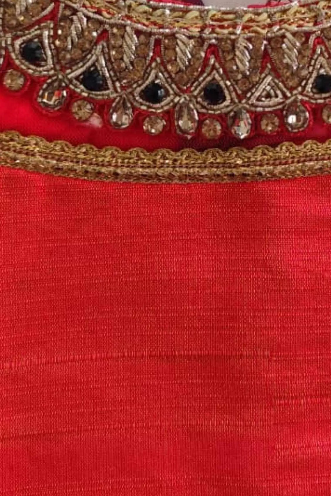 Red Cold-Shoulder Lehenga Choli For Girls
