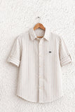 Boys Beige Striped Full Sleeve Casual Shirt